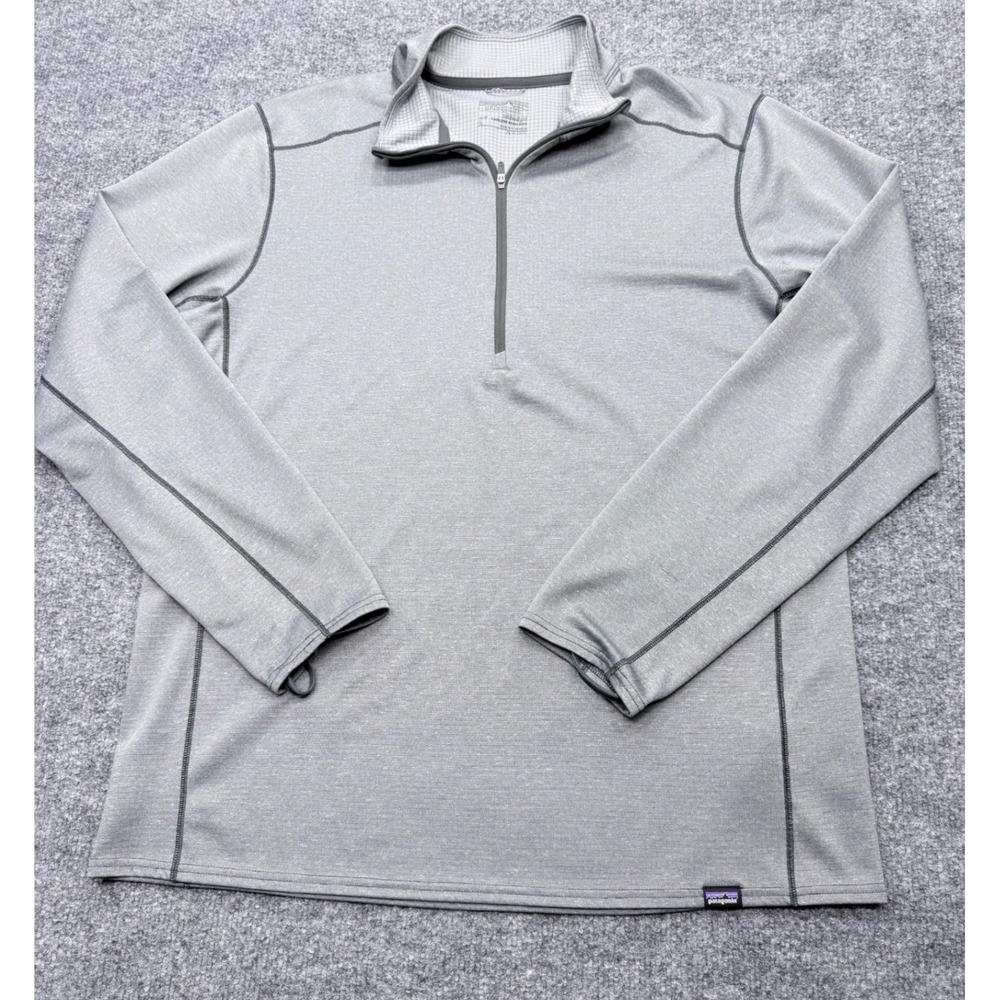 Patagonia Capilene Midweight Baselayer Mens Large Gray Polartec Quarter Zip Top